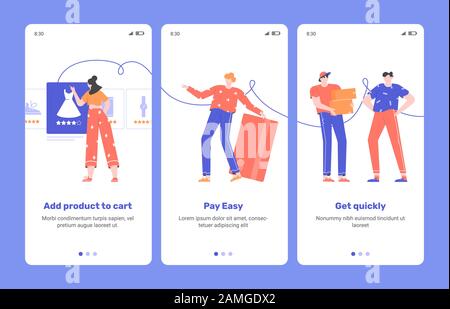Convenient shopping. Mobile application onboarding Stock Vector