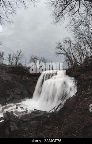 Brandywine Falls in January Stock Photo