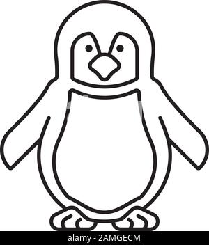 Baby penguin vector line icon. Endangered species symbol. Stock Vector