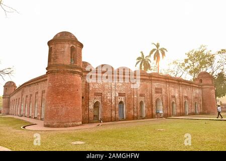 Bagerhat. 12th Jan, 2020. Photo taken on Jan. 12, 2020 shows Sixty Dome Mosque in Bagerhat, Bangladesh. The Sixty Dome Mosque is a UNESCO World Heritage Site. Credit: Str/Xinhua/Alamy Live News Stock Photo