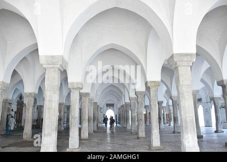 Bagerhat. 12th Jan, 2020. Photo taken on Jan. 12, 2020 shows the interior view of the Sixty Dome Mosque in Bagerhat, Bangladesh. The Sixty Dome Mosque is a UNESCO World Heritage Site. Credit: Str/Xinhua/Alamy Live News Stock Photo