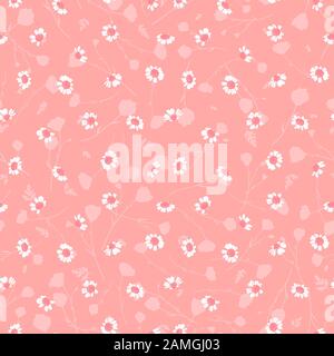 Cute hand drawn floral seamless pattern, chamomile flowers background, great for textiles, wrapping, banner, wallpaper - vector design Stock Photo