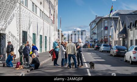 Street scene, Cultural Day, (Menningarnott) Reykjavik, Iceland Stock Photo