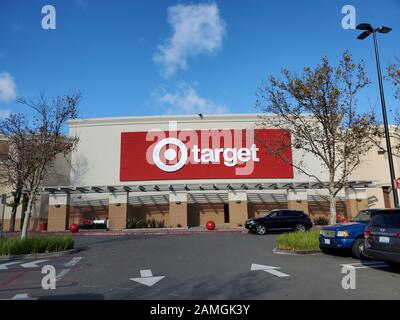 Facade with logo at Target retail store on a sunny day in San Ramon, California, December 15, 2019. () Stock Photo