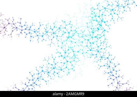 Scientific molecule background for medicine, science, technology, chemistry. Science template wallpaper or banner with a DNA molecules. Dynamic wave Stock Vector