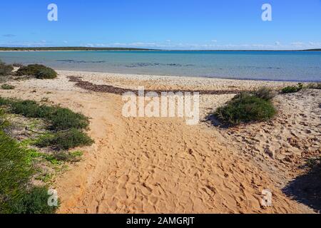 View of the Little Lagoon in the Francois Peron National park within the Shark Bay World Heritage site near Denham, Western Australia Stock Photo