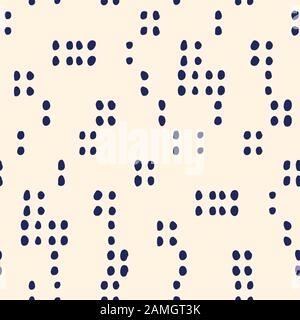 Retro Geo Dotted Shapes Vector Seamless Pattern. Vintage Video Game Abstract Geometric Background. Whimsical Modern Geometric Print with Uneven Shapes Stock Vector