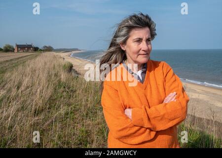 Juliet Blaxland  Easton Bavents, Suffolk.  Architect, author, cartoonist and illustrator. Stock Photo