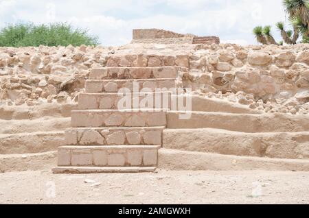 Otomi construction at the Pahñu archeological site, in Hidalgo, Mexico Stock Photo
