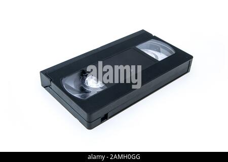 The old retro vhs video cassete isolated on a white background. Stock Photo