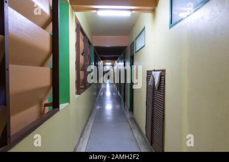 Room corridor In the hotel at night time Stock Photo