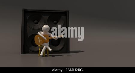 3d illustrator group of career musician symbols on a gray background, 3d rendering of the Music player. Includes a selection path. Stock Photo