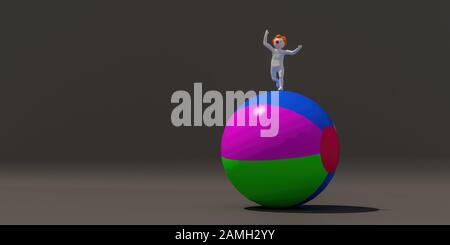 3d illustrator of career symbols on a gray background, 3d rendering of The clown.