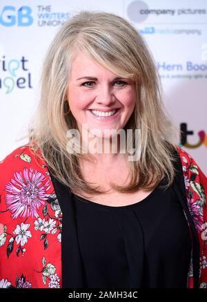 Sally Lindsay arrives at The Writers' Guild Awards 2020 held at the Royal College of Physicians, London. Stock Photo