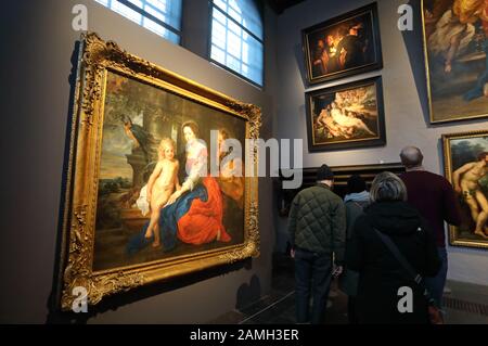 Interiors of top attraction Rubenshuis, Peter Paul Rubens (1577-1640) mansion, in the Meir district of Antwerp, in Belgium, Europe Stock Photo