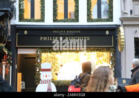 Shop windows with Christmas sweet treats in Antwerp, in Belgium, north Europe Stock Photo