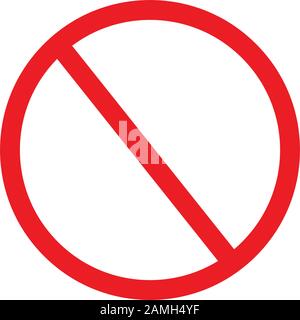 Red Empty Ban Sign, Red Blank Forbidden Sign, No Sign, Not Allowed Blank Sign Vector Art Illustration Stock Vector