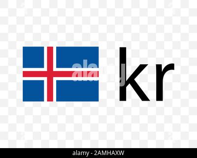 Icelandic krona, flag icon. Vector illustration, flat design Stock Vector
