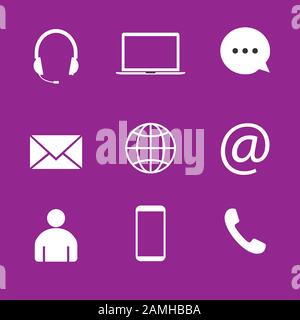 Contact Icon set. Vector illustration, flat design Stock Vector