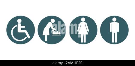 WC symbols, toilet sign, icon set. Vector illustration, flat design Stock Vector