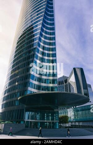 Contemporary futuristic architecture La Defense business district Paris ...