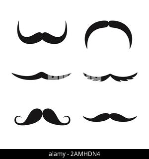 Set of mustaches isolated on white background. Stock Vector
