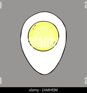 illustration of half boiled egg, sliced and isolated. Stock Vector