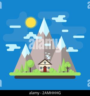 Illustrations of the resort city. City landscapes in flat design. Stock Vector