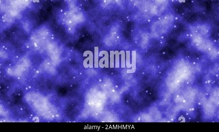 Night stars field with blue clouds. Space wallpaper. Blue clouds texture