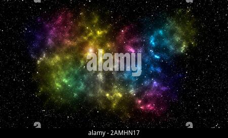 Colorful nebula background. Abstract constellation. Stars in cosmos