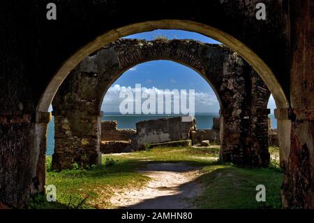 Ruins of Fortress of Tapirandu, Morro de São Paulo, Ilha de Tinharé, Bahia, Brazil Stock Photo