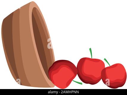 bowl and apples icon, flat design Stock Vector