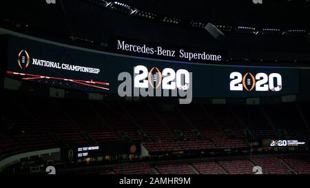 New Orleans, Louisiana, USA. 13th Jan, 2020. Mercedes-Benz Superdome display at the NCAA football 2020 CFP National Championship game between Clemson vs LSU at Mercedes-Benz Superdome in New Orleans, Louisiana. JP Waldron/Cal Sport Media/Alamy Live News Stock Photo