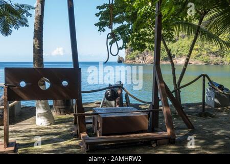 Wallilabou Bay, set of Pirates of the Caribbean movie, St. Vincent and The Grenadines, Windward Islands, Caribbean, West Indies Stock Photo