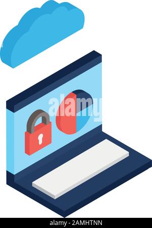 laptop with cloud computing icon Stock Vector