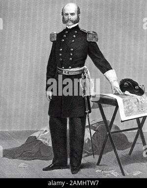 AMBROSE BURNSIDE (1824-1881) as a Union Army general in the American Civil War Stock Photo