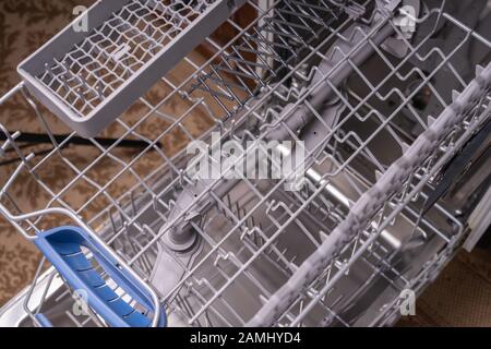 Dishwasher, gray mesh dishwasher Selective focus Stock Photo