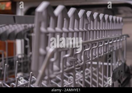 Dishwasher, gray mesh dishwasher Selective focus Stock Photo