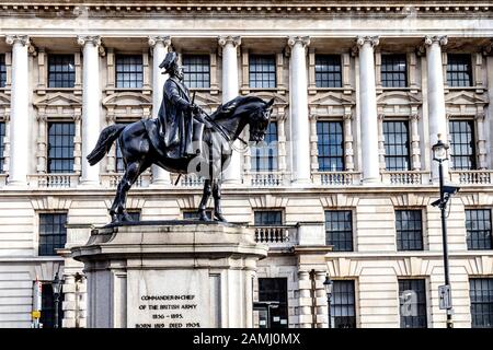 Equestrian statue of George, Duke of Cambridge, Commander-in-Chief of the British Army 1856 - 1895, London, UK Stock Photo