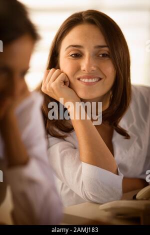 Portrait of a cheerful young woman. Stock Photo