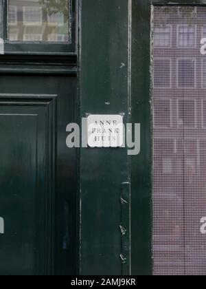 The front door of Anne Frank's house, Amsterdam, Netherlands Stock Photo