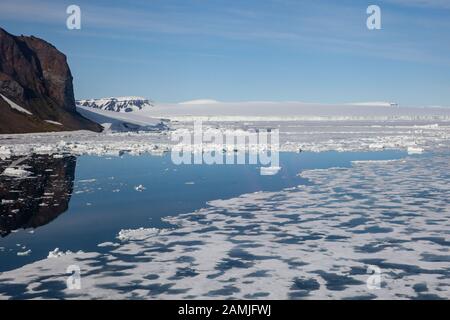 Sea Ice, pack ice and landscapes, Franz Josef Land Stock Photo
