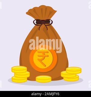 money rupee bag  isolated vector illustration symbol Stock Vector
