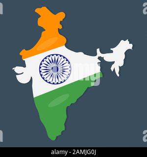 india map with indian national flag inside vector illustration Stock Vector