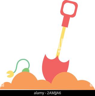 shovel garden tool in camp Stock Vector