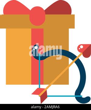 happy valentines day arch and arrow with gift Stock Vector