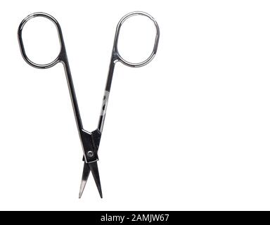 Open Nail scissors isolated on a white background. Nail Health care concept Stock Photo