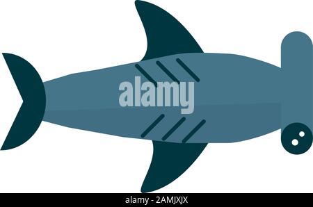marine life, hammerhead shark cartoon sea fauna animal on white background Stock Vector
