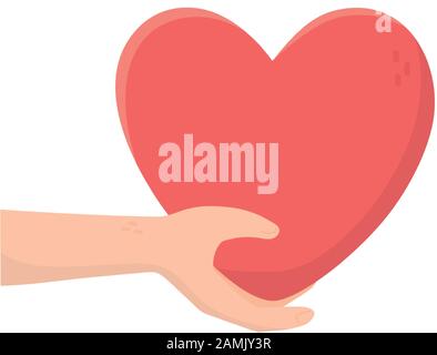 hand with big heart charity and donation concept vector illustration Stock Vector