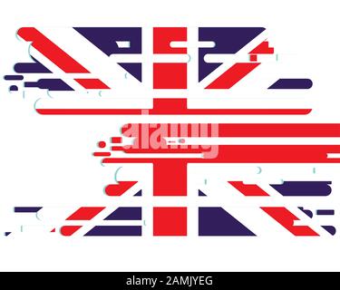 Great Britain flag in grunge style. Vector illustration on a white isolated background. Stock Vector